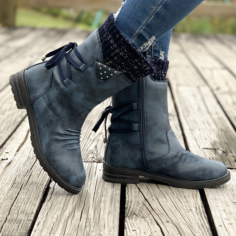Timeless Grey Wool Block Heel Boots with Block Heel