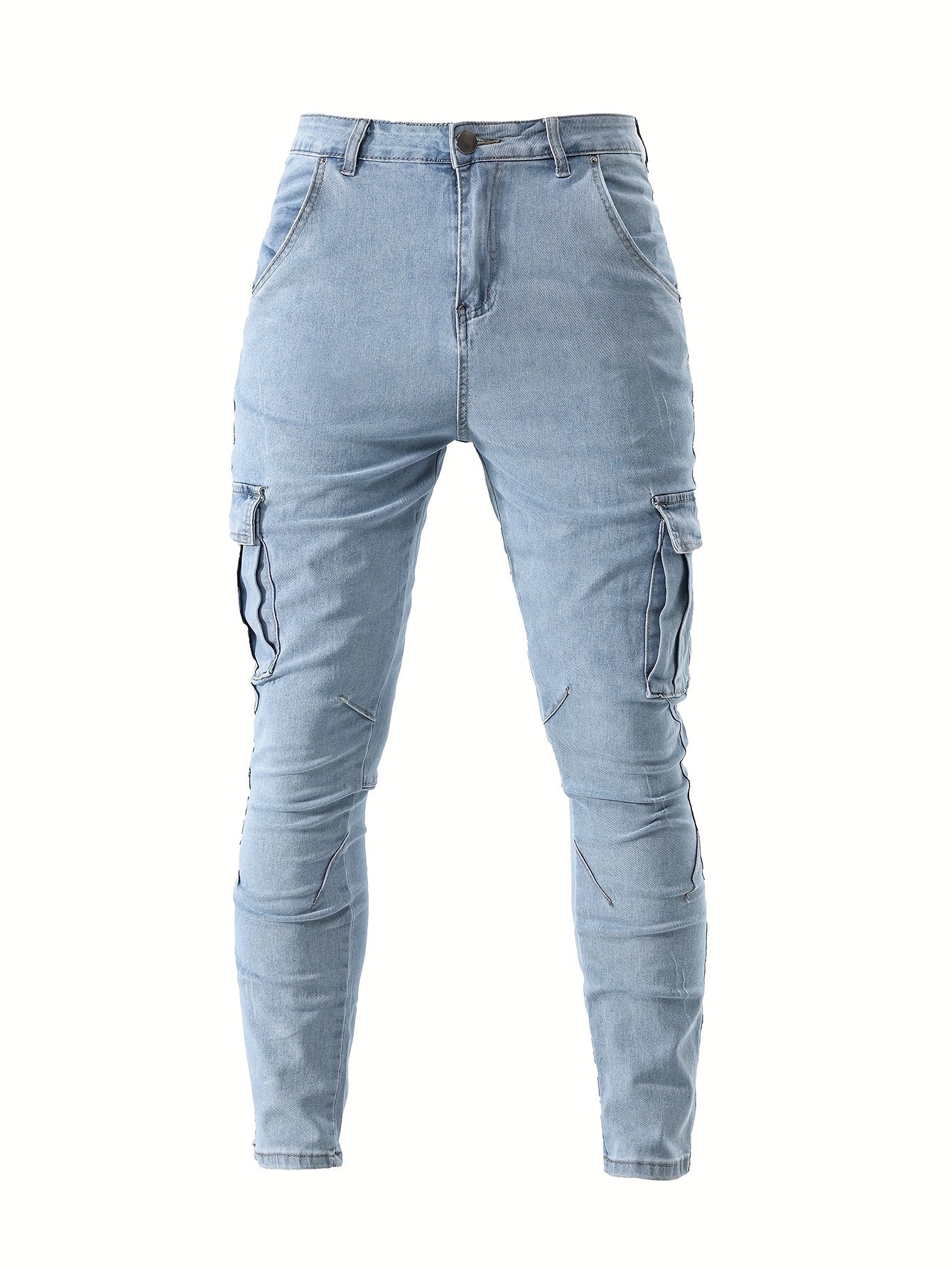 Men's Skinny Jeans - Stretch Work Pants with Slim Fit, All-Season Stretch Denim for Casual & Formal Outfits - Non-See-Through Streetwear Trousers, Versatile Clothing, Contemporary Fashion, Durable Fabric, Stylish Bottoms, Urban Style