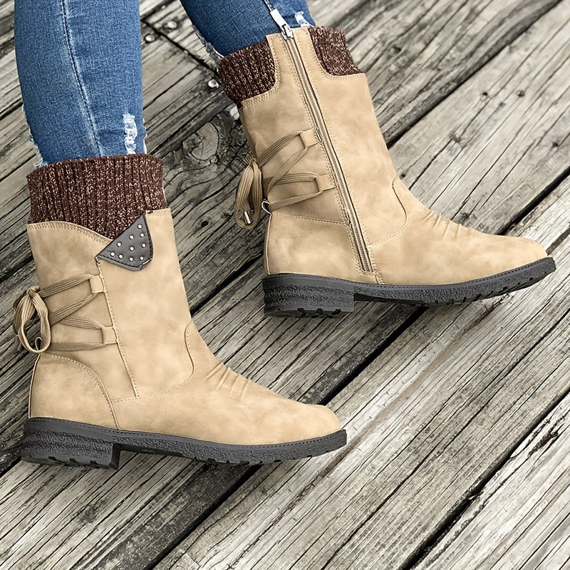 Timeless Grey Wool Block Heel Boots with Block Heel