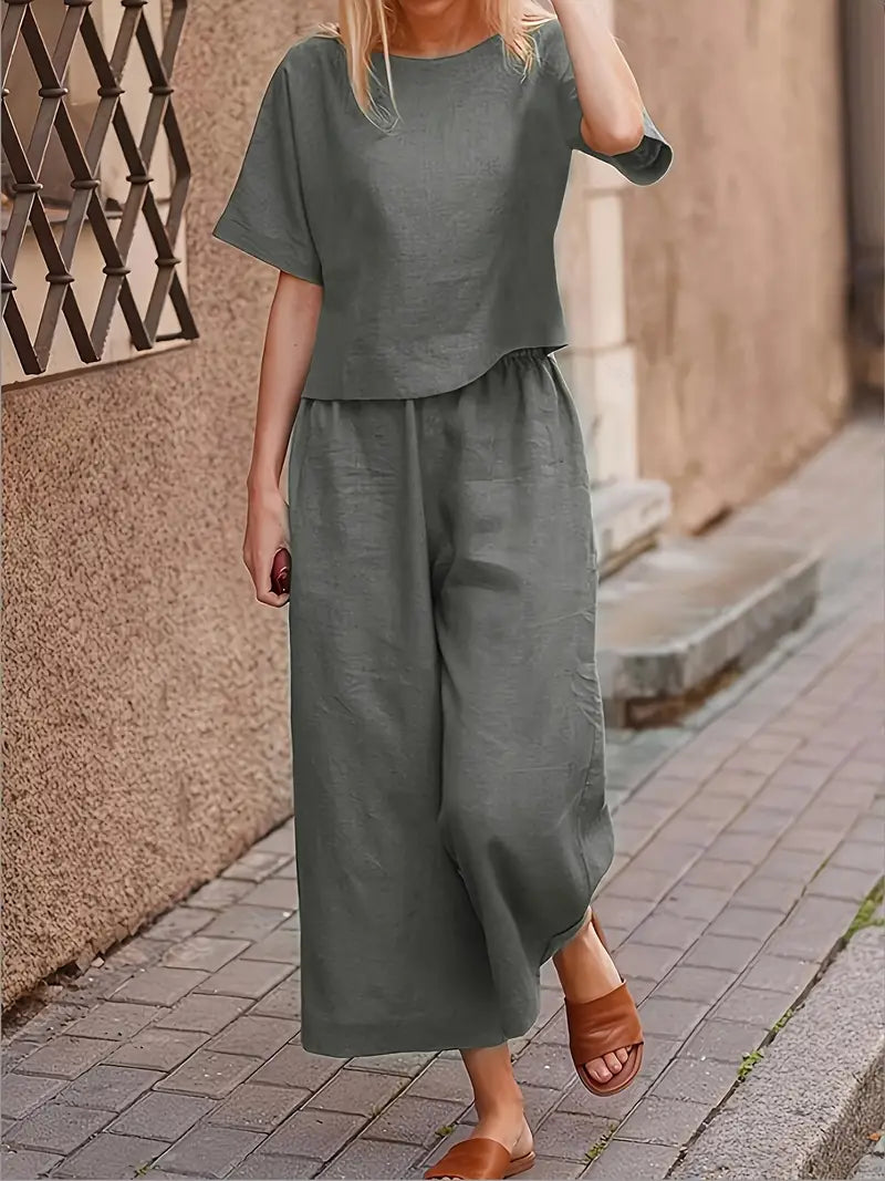 Solid Polyester Pants