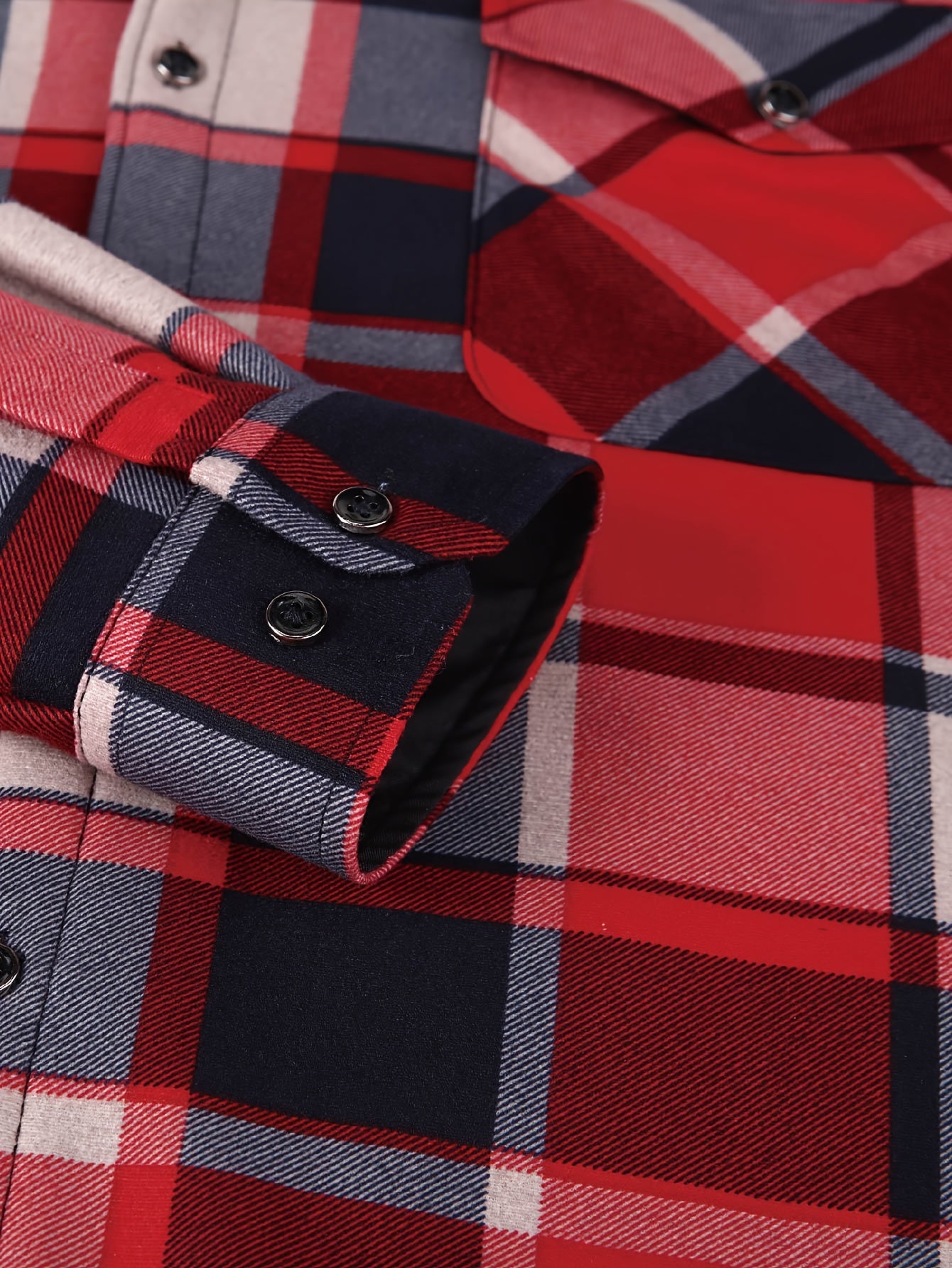 Men's Fleece-Lined Hoodie - Casual & Sporty, Plaid Pullover with Button Detail, Long Sleeve, Loose Fit for Fall/Winter