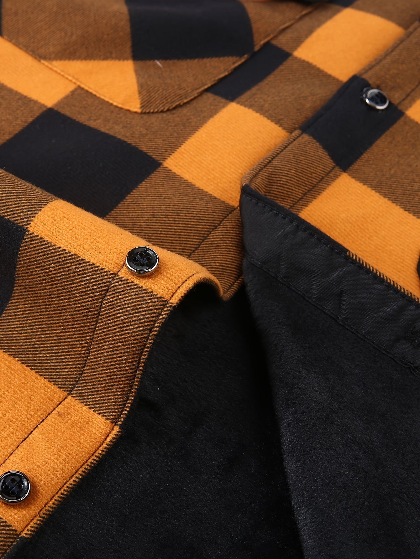 Men's Fleece-Lined Hoodie - Casual & Sporty, Plaid Pullover with Button Detail, Long Sleeve, Loose Fit for Fall/Winter