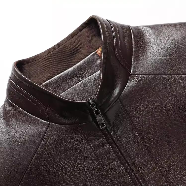 FLEECE-LINED LEATHER JACKET