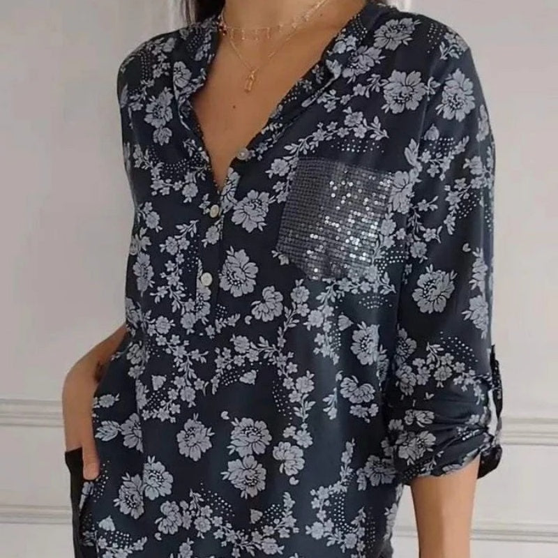LONG-SLEEVED FLORAL BLOUSE