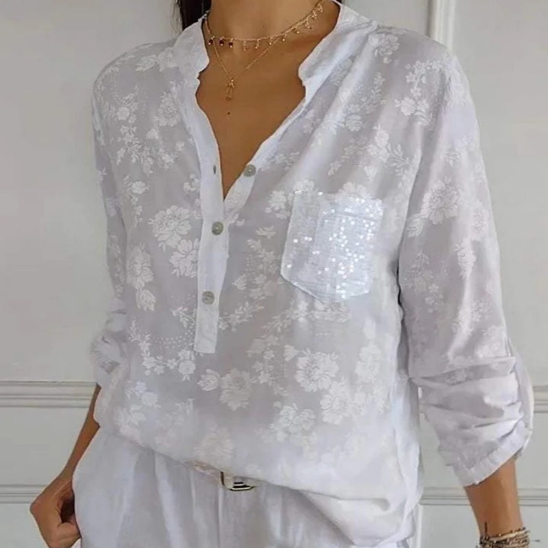 LONG-SLEEVED FLORAL BLOUSE