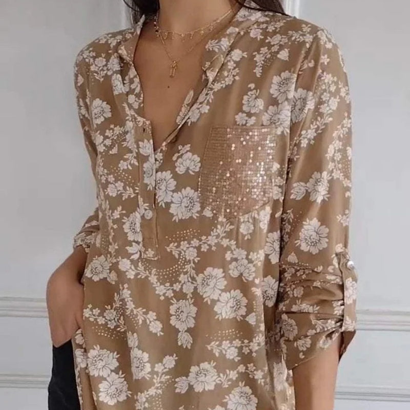 LONG-SLEEVED FLORAL BLOUSE