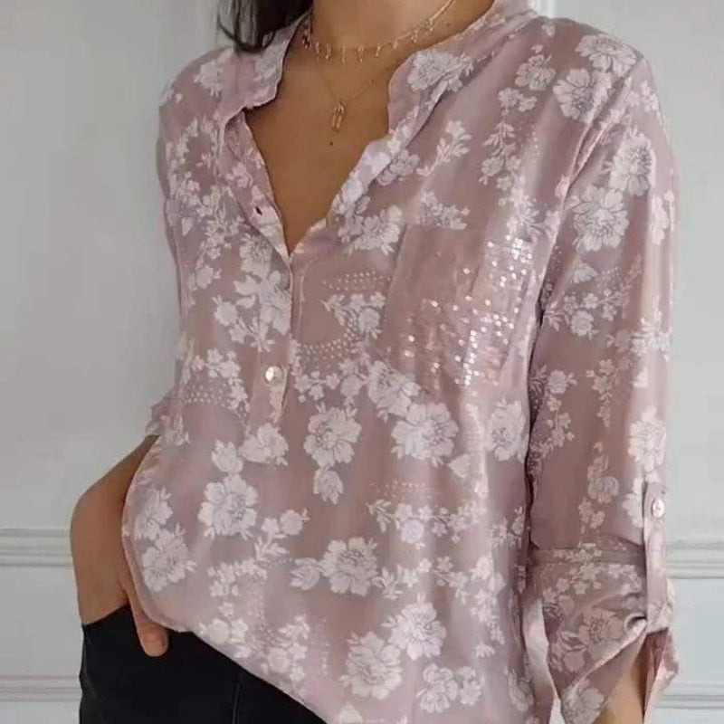 LONG-SLEEVED FLORAL BLOUSE