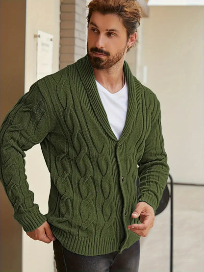 Polyester Knit Button-Up Long Sleeve Sweater
