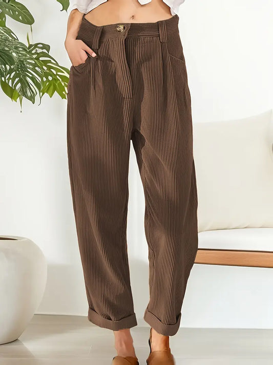 Solid Corduroy Pants Solid Color Corduroy