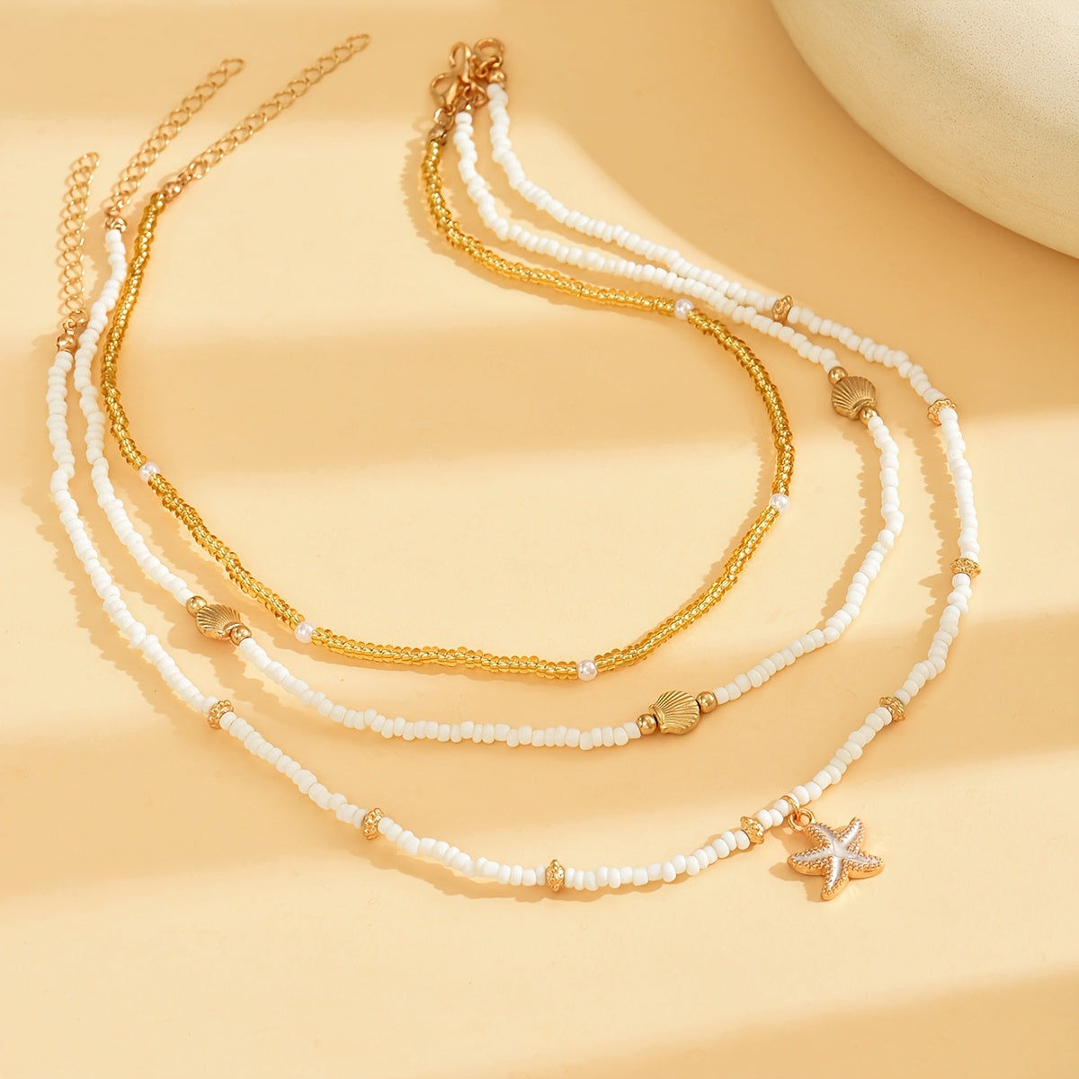 Modern 3-Piece Necklace Set with Pearl-inspired