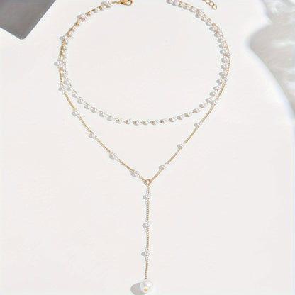 Boho 1-Piece Necklace Set with Pearl-inspired
