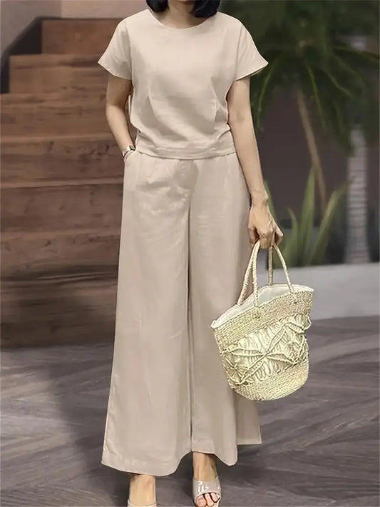 Solid Polyester Sweater 2-Piece Set