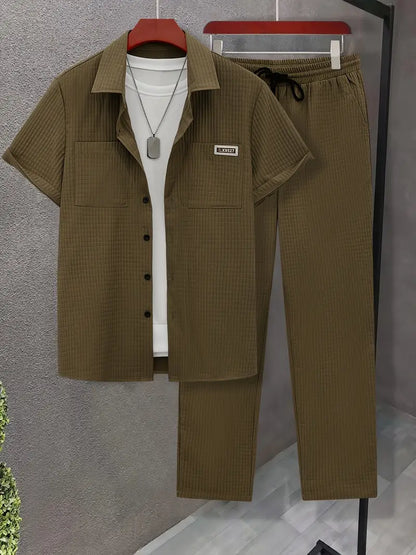 Polyester Button-Up Short Sleeve Shirt