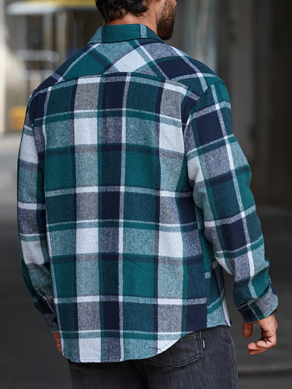 Men's Casual Flannel Shirt Coat - Solid Color Lapel Button-Up with Chest Pocket, Machine Washable Non-Stretch Fabric, Regular Fit Autumn Winter Outerwear, Autumn Apparel, Flannel, Long Sleeve Button Casual Shirt