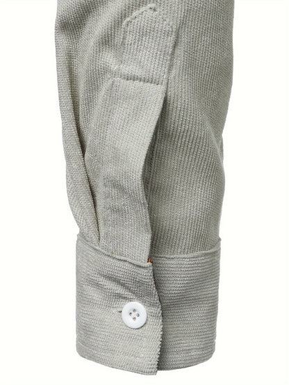 Men's Lapel Shirt, Casual Button Up Long Sleeve Shirt For Summer Fall Business