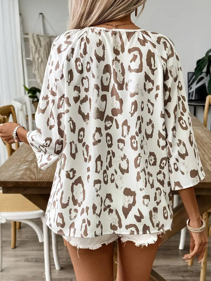 Leopard Polyester Sweater Khaki