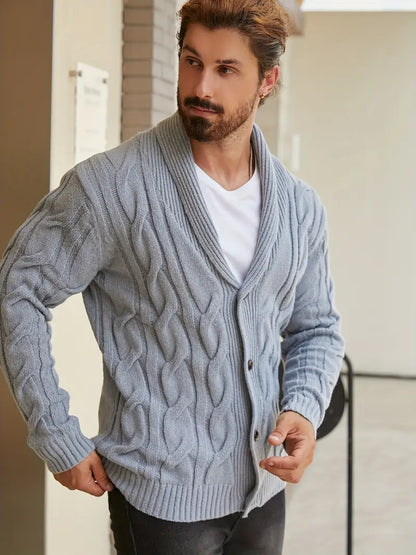 Polyester Knit Button-Up Long Sleeve Sweater