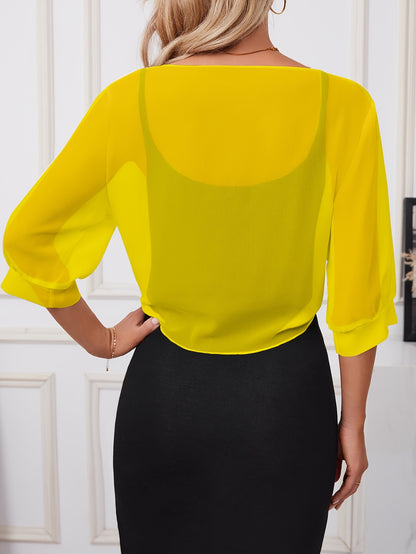 [Lightweight and Breathable] Elegant Shawl Wrap with Tie-Front Detail | Polyester | Lightweight and Breathable | Dress Accessory | Spring/Summer/Fall Events | Chic