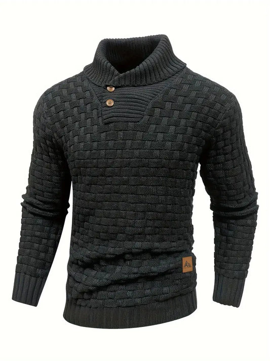 Polyester Knit Button-Up Long Sleeve Sweater