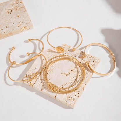 Modern 5-Piece Bracelet Set with Gold-tone