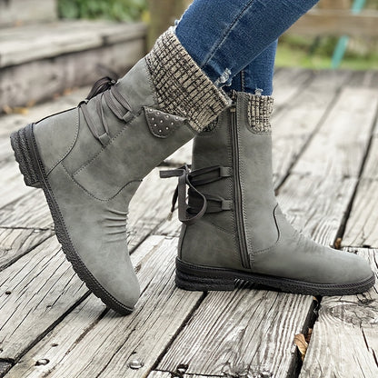 Timeless Grey Wool Block Heel Boots with Block Heel