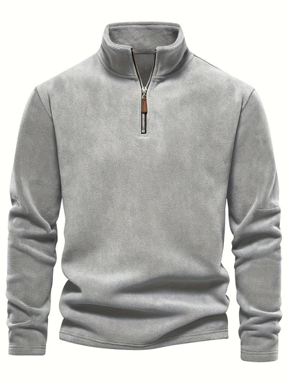 New Autumn And Winter Men'S Lamb Sweatshirt with a Stand-Up Collar, Half-Zip, Long Sleeves, Versatile European Style, Trendy Brand with Fleece Lining.