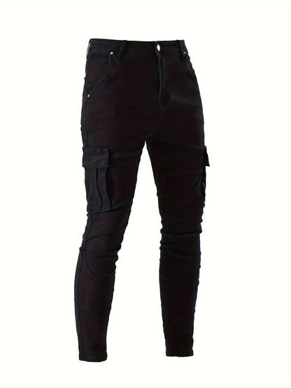 Men's Skinny Jeans - Stretch Work Pants with Slim Fit, All-Season Stretch Denim for Casual & Formal Outfits - Non-See-Through Streetwear Trousers, Versatile Clothing, Contemporary Fashion, Durable Fabric, Stylish Bottoms, Urban Style