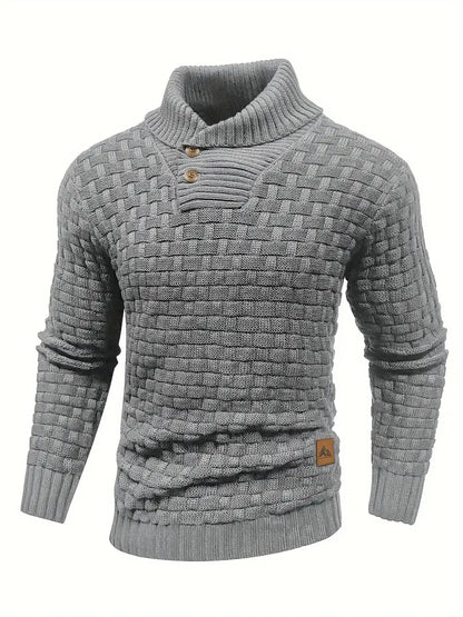Polyester Knit Button-Up Long Sleeve Sweater