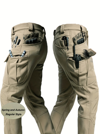 Men's Outdoor Cargo Pants - 93% Polyester 7% Spandex Stretch, Multiple Utility Pockets with Elastic Closures, Machine Washable Hiking & Casual Pants for Spring/Fall (Regular Fit), Hiking Pants