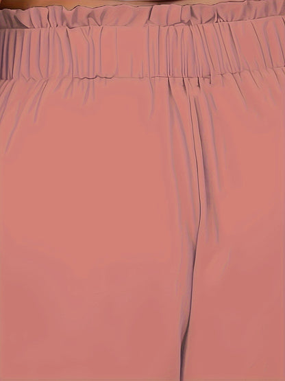 Women's Elegant Wide-Leg Trousers with Extended Length - Beige Solid Color High-Waisted Non-Stretch Pants, Structured Fit for All-Season Casual & Formal Outfits, Versatile Office to Semi-Formal Wear, Allseason Clothing, Classic Design, Quality S