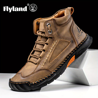 FLYLAND Premium Men's Fashion Vintage Classical Ankle Boots Handmade Chukka Boots Daily Casual Work Office Shoes