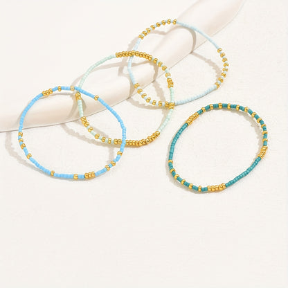 Boho 4-Piece Bracelet Set with Polished finish