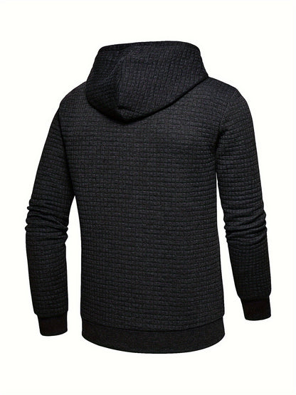 Men's Sporty Hooded Sweatshirt - Navy Blue with Copper Bow Accents, Regular Fit, Machine Washable, High-Quality Fabric for Casual & Athletic Wear, Sweater Hoodie, Everyday Comfort, Textured Knit Fabric