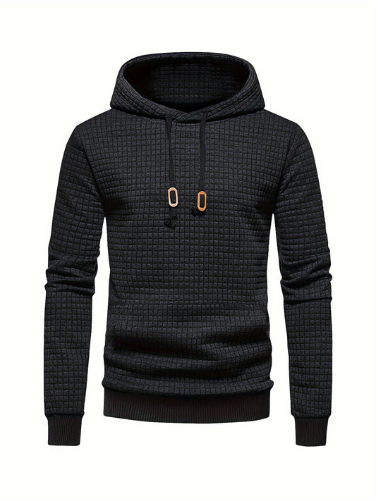 Men's Sporty Hooded Sweatshirt - Navy Blue with Copper Bow Accents, Regular Fit, Machine Washable, High-Quality Fabric for Casual & Athletic Wear, Sweater Hoodie, Everyday Comfort, Textured Knit Fabric