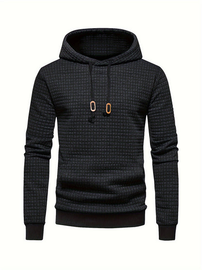 Men's Sporty Hooded Sweatshirt - Navy Blue with Copper Bow Accents, Regular Fit, Machine Washable, High-Quality Fabric for Casual & Athletic Wear, Sweater Hoodie, Everyday Comfort, Textured Knit Fabric