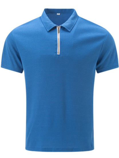 Men's Solid Short Sleeve Zipper Shirt, Casual Male Shirt For Summer Outdoor, Gift For Men