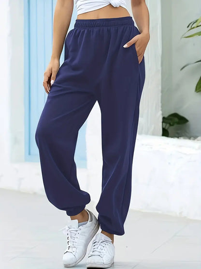 Solid Polyester Pants High
