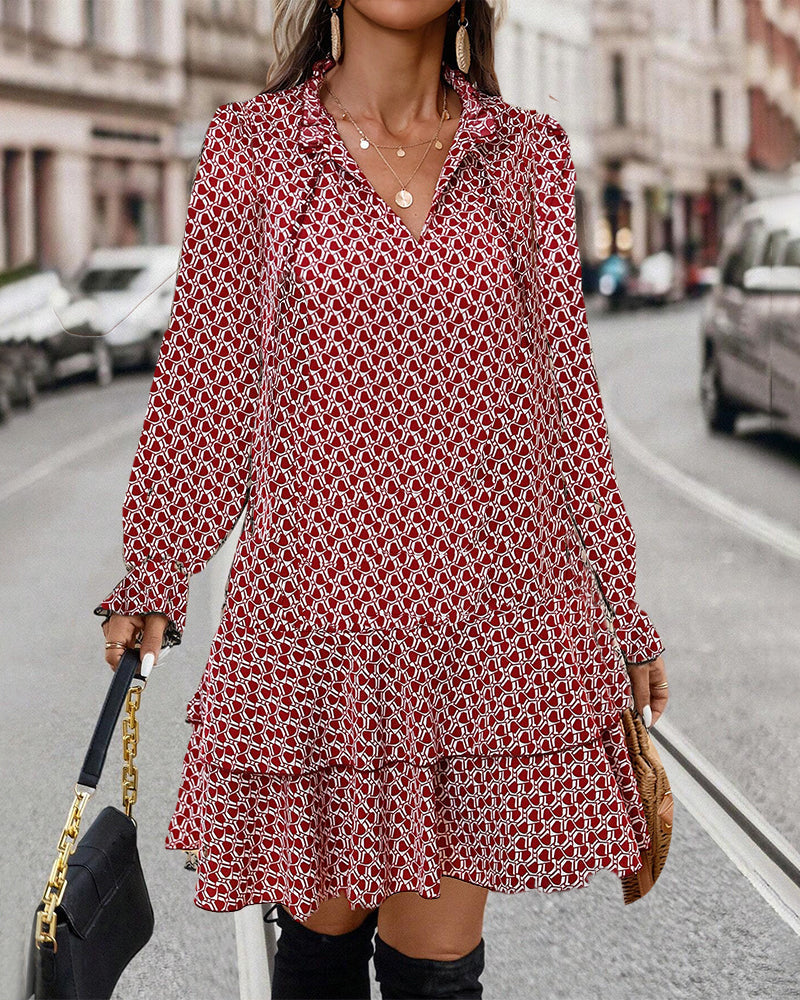 PRINTED LONG-SLEEVED DRESS
