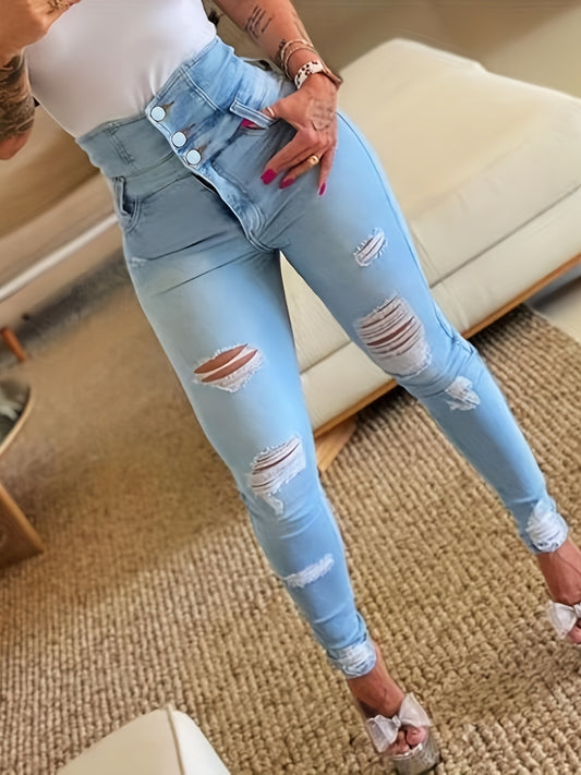 Timeless Blue Cotton Pants with Zip