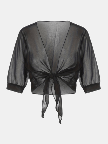 [Lightweight and Breathable] Elegant Shawl Wrap with Tie-Front Detail | Polyester | Lightweight and Breathable | Dress Accessory | Spring/Summer/Fall Events | Chic