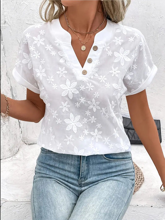 Floral Polyester Blouse Loose