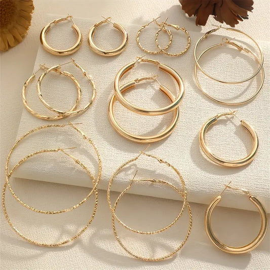 Modern Earrings with Gold-tone