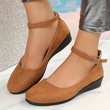 Timeless Tan Faux Suede Wedge Sandals with Wedge