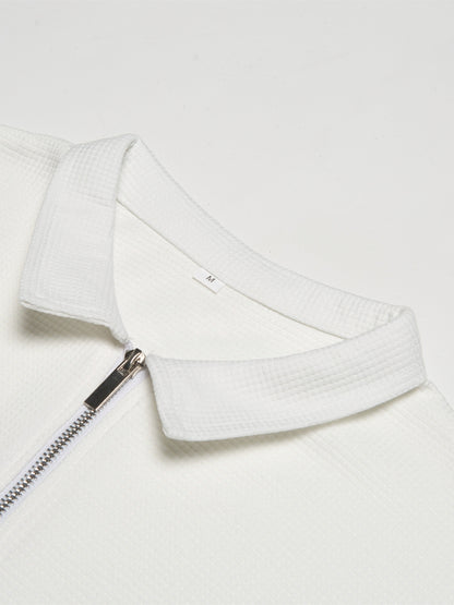 Men's Solid Short Sleeve Zipper Shirt, Casual Male Shirt For Summer Outdoor, Gift For Men