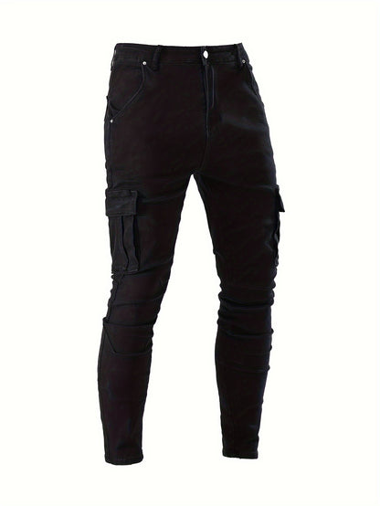 Men's Skinny Jeans - Stretch Work Pants with Slim Fit, All-Season Stretch Denim for Casual & Formal Outfits - Non-See-Through Streetwear Trousers, Versatile Clothing, Contemporary Fashion, Durable Fabric, Stylish Bottoms, Urban Style