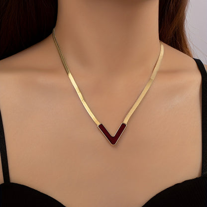 Modern Necklace with Gold-tone