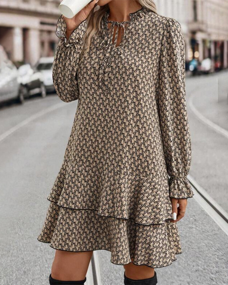 PRINTED LONG-SLEEVED DRESS