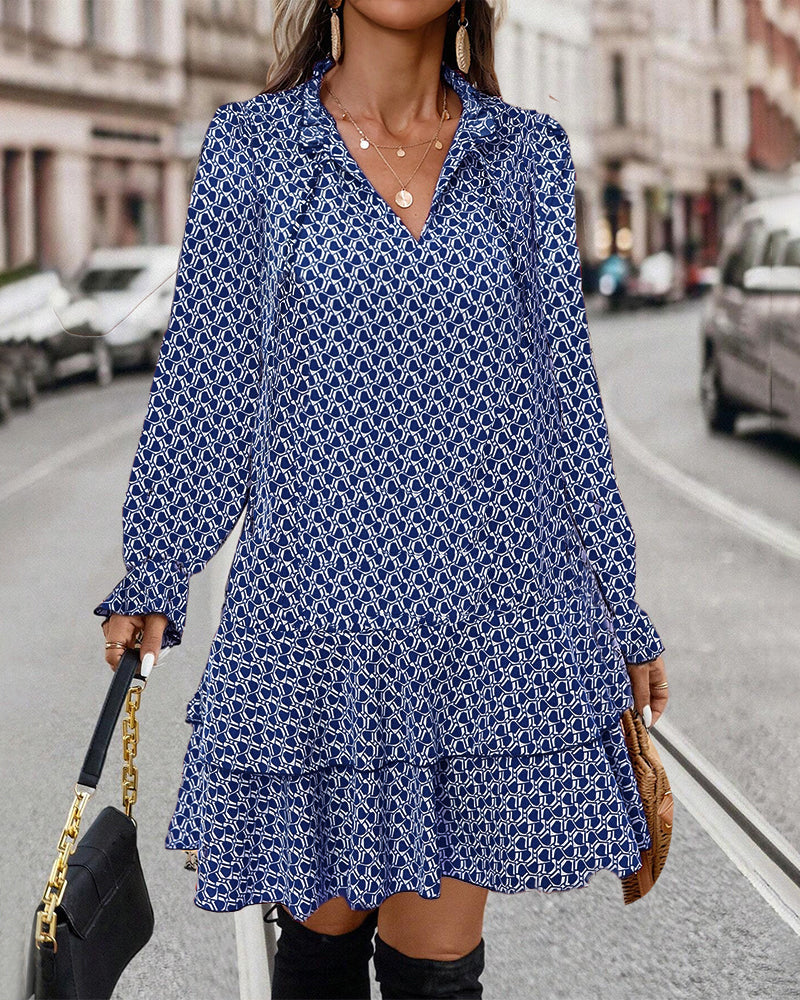 PRINTED LONG-SLEEVED DRESS