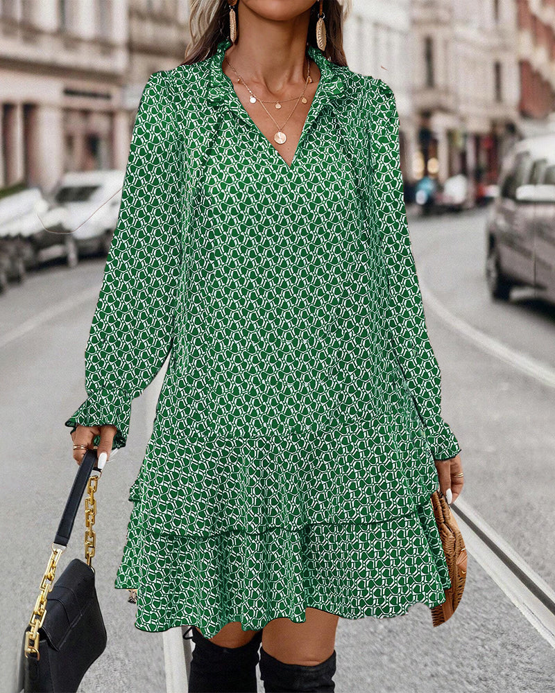 PRINTED LONG-SLEEVED DRESS