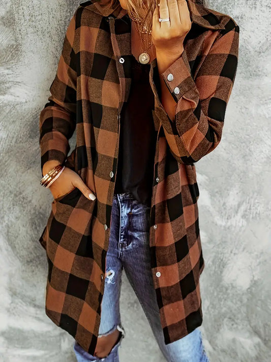 Plaid Polyester Blouse